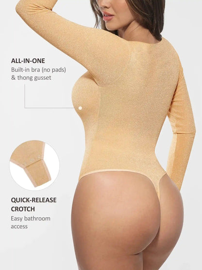 Shiny Swing Collar All In One Bodysuit