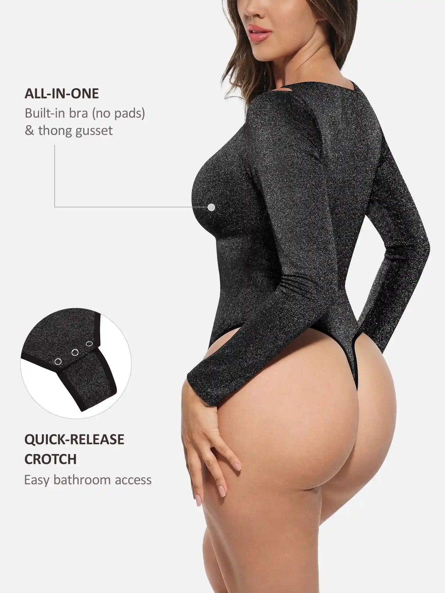 Shiny Swing Collar All In One Bodysuit