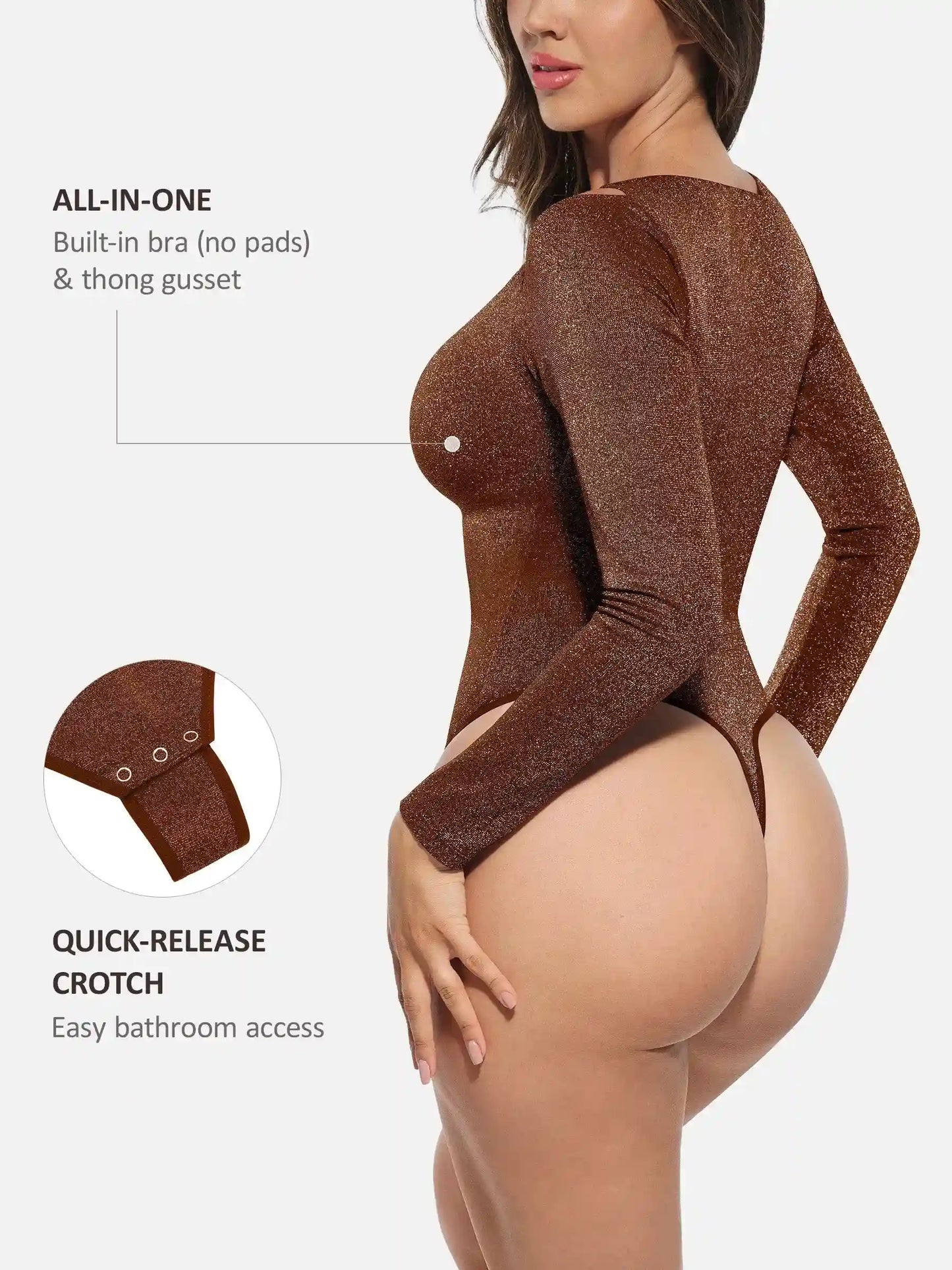 Shiny Swing Collar All In One Bodysuit