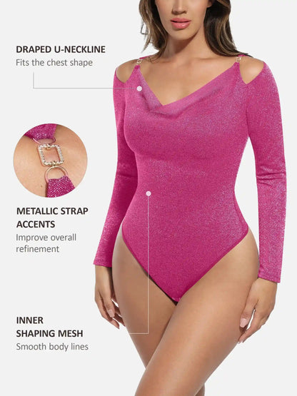 Shiny Swing Collar All In One Bodysuit