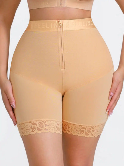 Front-Zip Mid-Waist Shaper Shorts