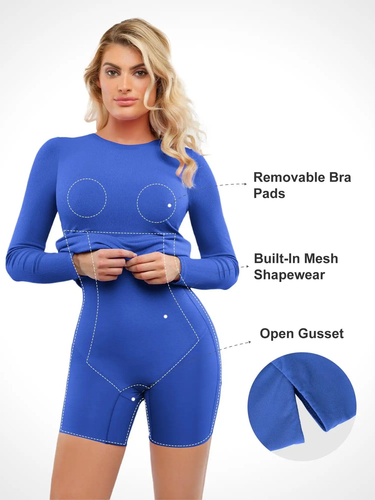 Popilush Shapewear Modal Long Sleeve Crew Neck Slimming Midi Dress