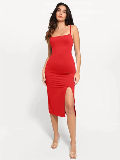 Popilush Shapewear Slimming Midi Dress and Sheer Mesh Overlay Set