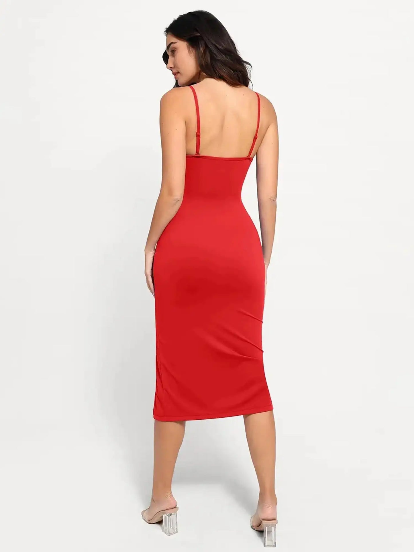 Popilush Shapewear Slimming Midi Dress and Sheer Mesh Overlay Set